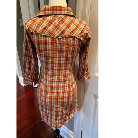 Fun & Flint Orange Plaid Mini Dress (XS) - Picture 3 of 7